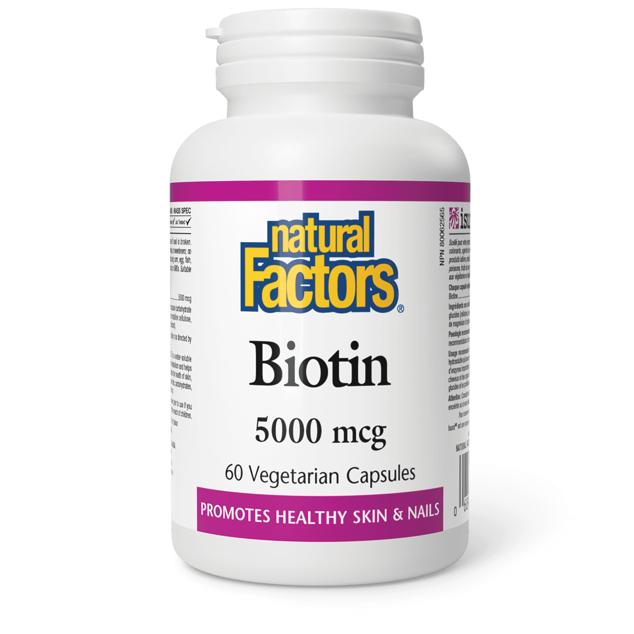 NATURAL FACTORS BIOTIN 5000MCG 60VEGETERIAN CAPSULES