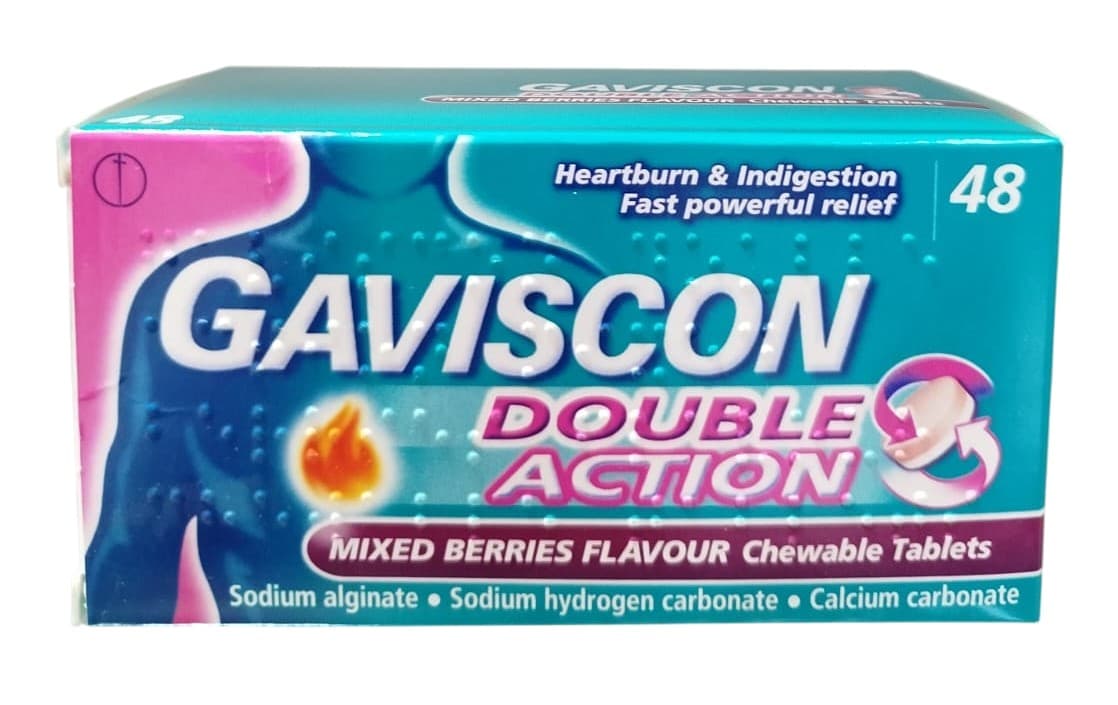 GAVISCON DOUBLE ACTION MIXED BERRIES TABS 48S