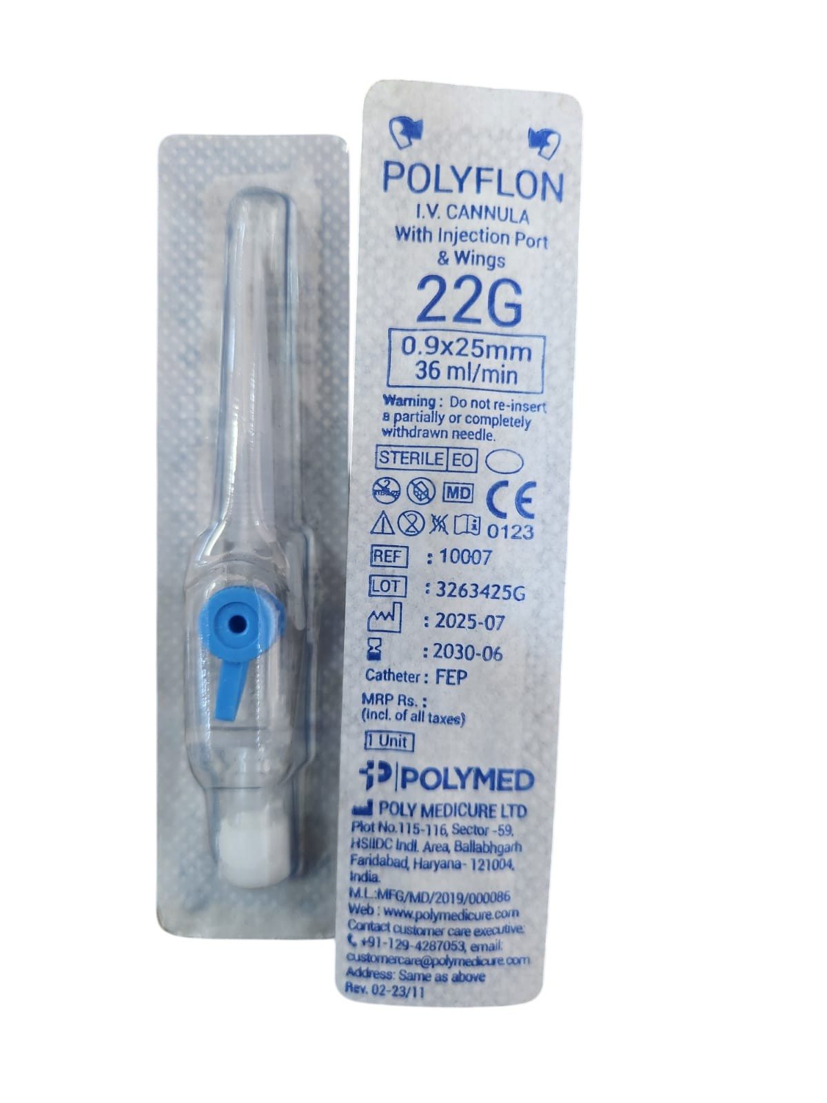 BRANULA (CANNULA) BLUE 22G