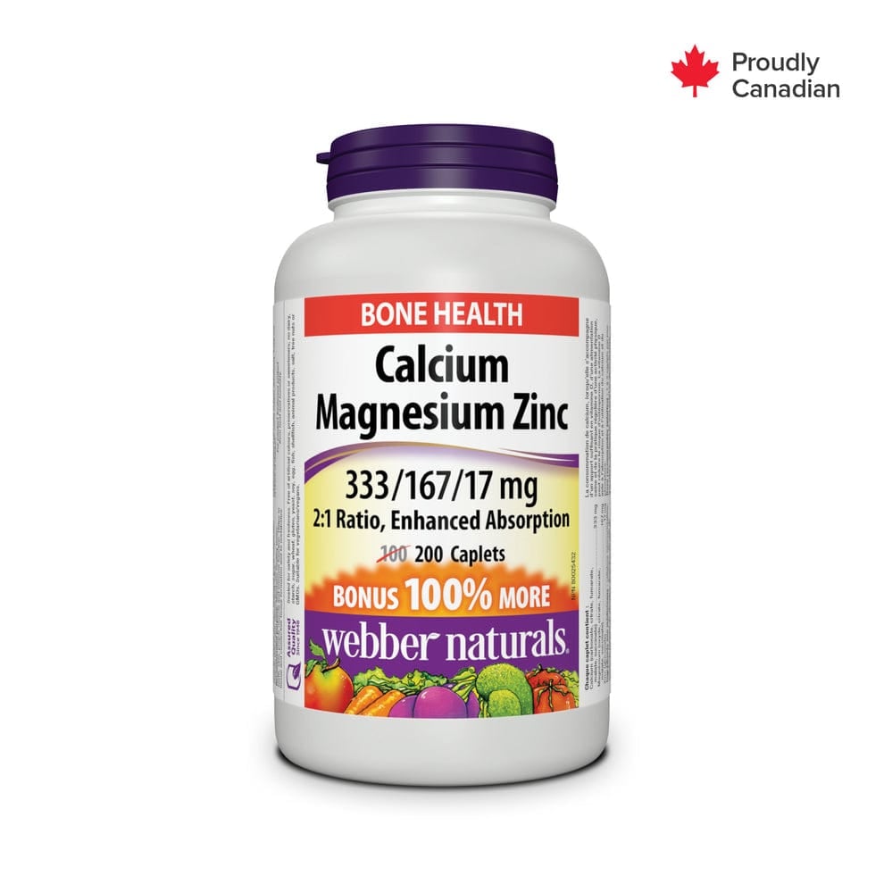 WEBBER NATURALS CALCIUM MAGNESIUM ZINC 200 CAPLETS