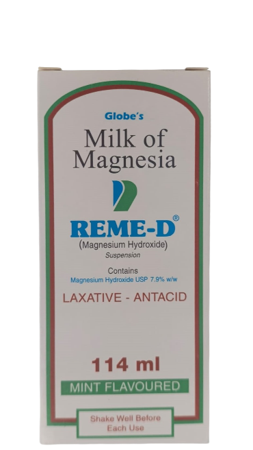 REME-D MILK OF MAGNESIA (LAXATIVE) ANTACID 114ML