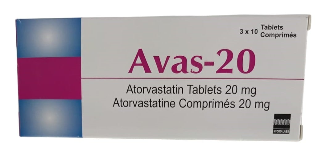 AVAS (ATORVASTATIN) 20MG TABLETS 30'S