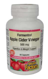 NATURAL FACTORS FERMENTED APPLE CIDER VINEGAR 500MG 90CAPSULES