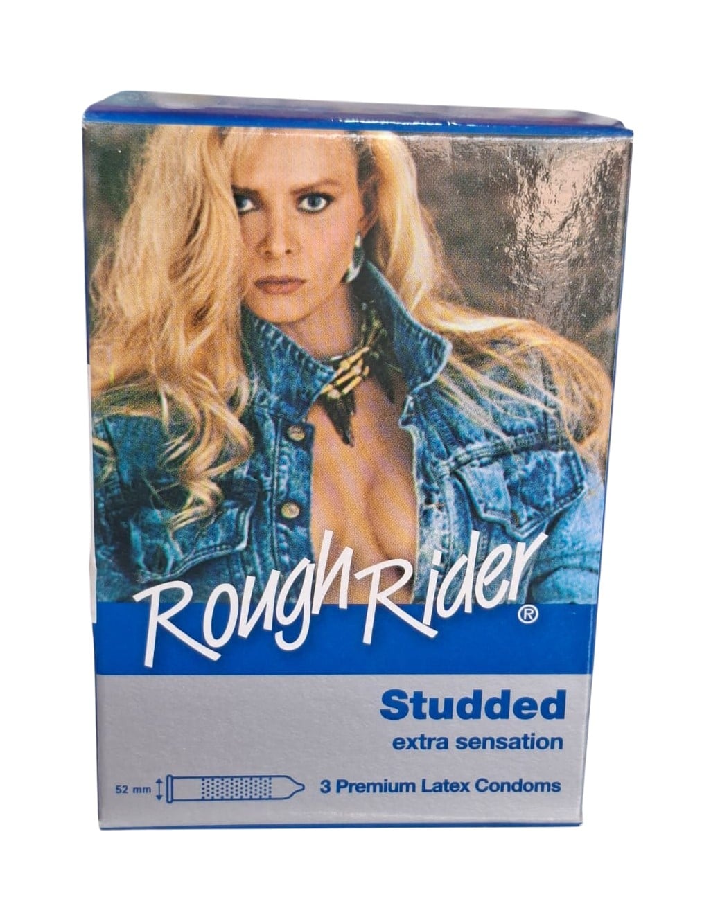 ROUGH RIDER CONTEMPO STUDDED BLUE CONDOMS, 3 PACK