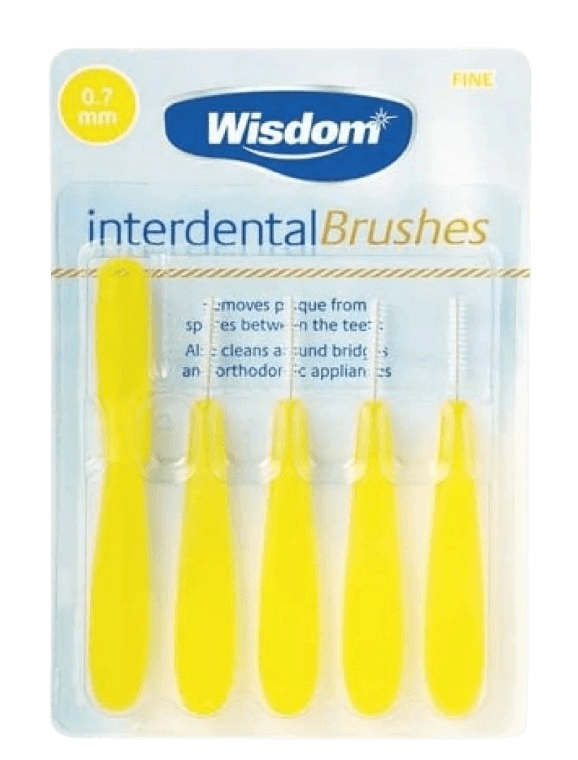WISDOM 0.7MM INTERDENTAL BRUSHES YELLOW