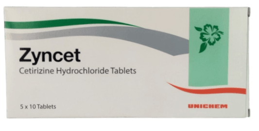 ZYNCET (CETIRIZINE) TABLETS 10MG 50'S