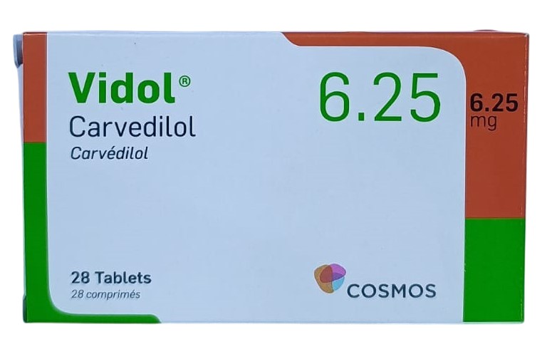 VIDOL (CARVEDILOL) 6.25MG TABLETS 28'S