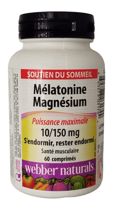 WEBBER NATURALS MELATONIN MAGNESIUM MAXIMUM STRENGTH 10 MG 150 MG 60 TABLETS