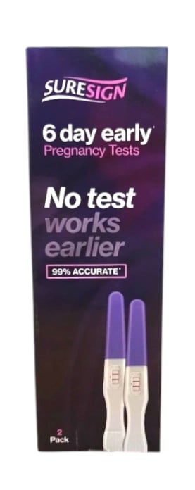 SURESIGN 6 DAY EARLY PREGNANCY TEST 2`S