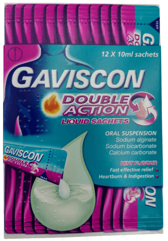 GAVISCON DOUBLE ACTION LIQUID SACHETS MINT 12X10ML SACHETS