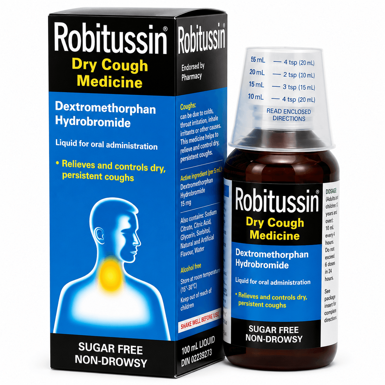 ROBITUSSIN DRY COUGH MEDICINE SUGAR FREE NON DROWSY ML 100ML