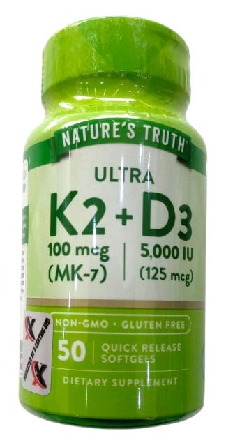 NATURES TRUTH K2 100MCG+D3 SOFTGELS