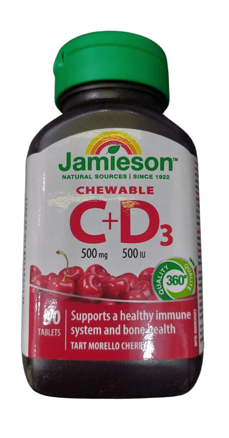 JAMIESON CHEWABLE VITAMIN C 500MG+D3 500IU 30'S