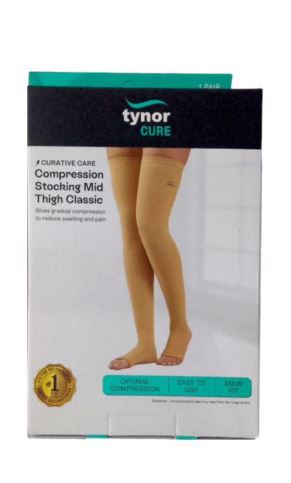 TYNOR COMPRESSION STOCKINGS MID THIGH MEDIUM