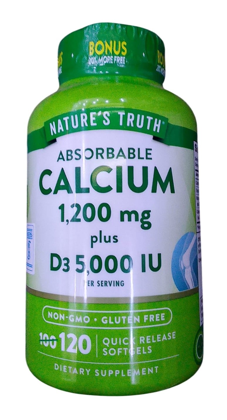 NATURES TRUTH CALCIUM 1200MG/VITAMIN D3 5000iu 120's