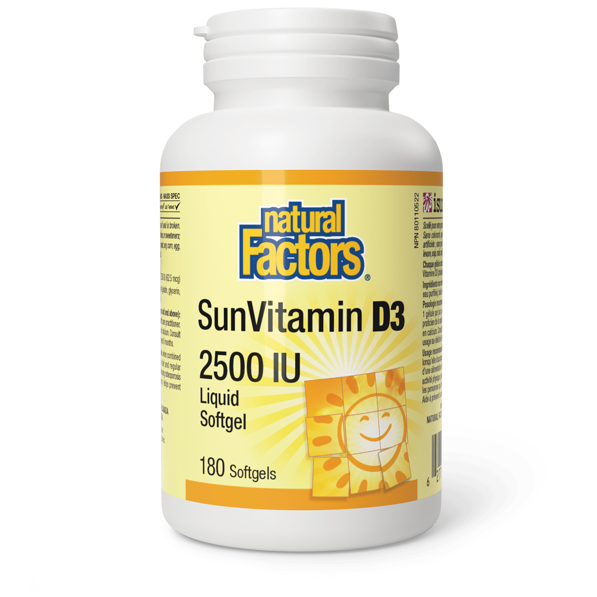 NATURAL FACTORS SUN VITAMIN D3 2500IU 180SOFTGELS