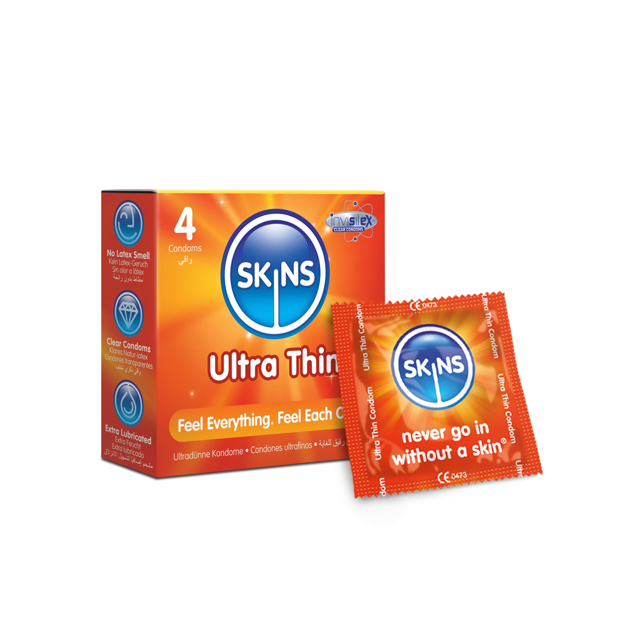 SKINS ULTRA THIN FEEL EVERYTHING FEEL EACH OTHER 4 PACK