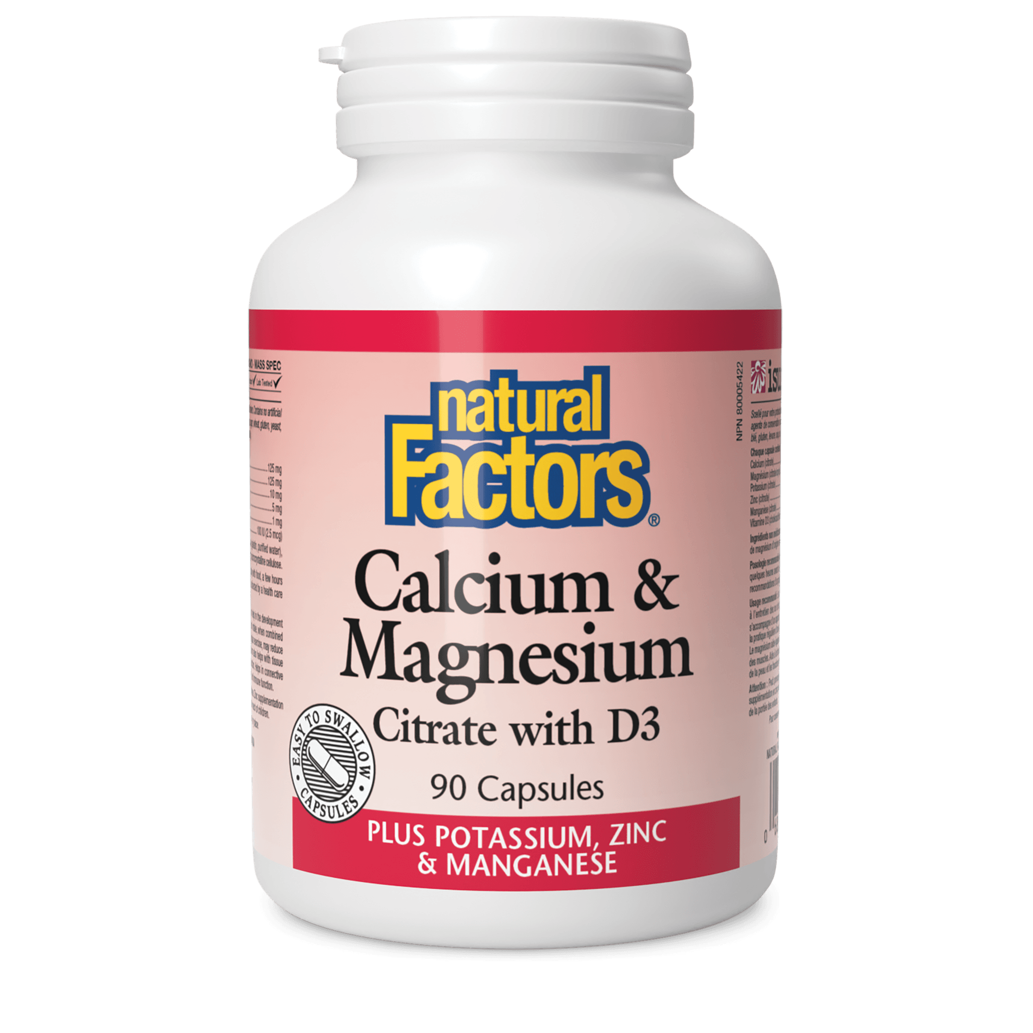 NATURAL FACTORS CALCIUM AND MAGNESIUM CITRATE WITH D3 90 CAPSULES