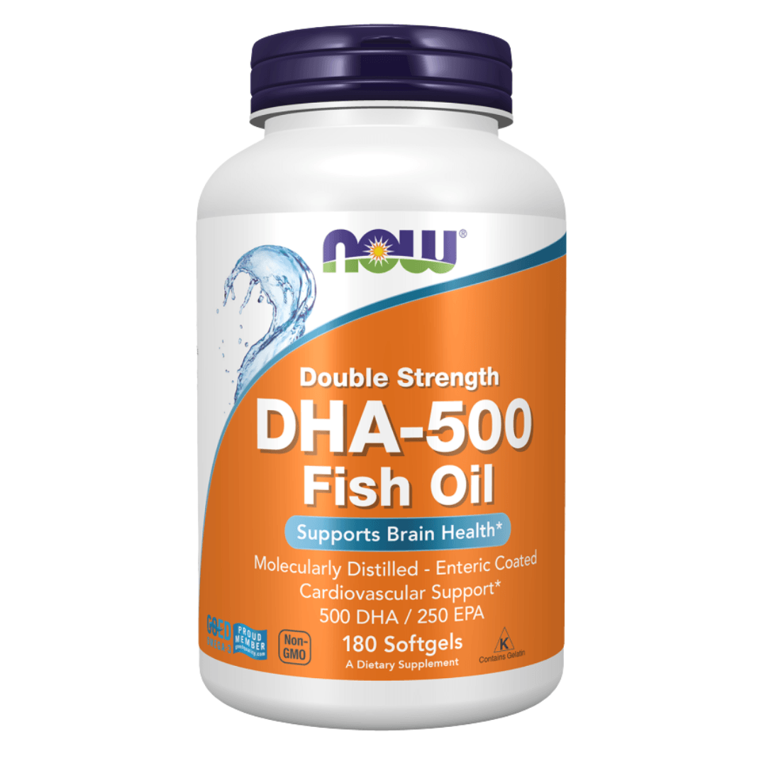 NOW DHA-500 Fish Oil Softgels, 180 Count