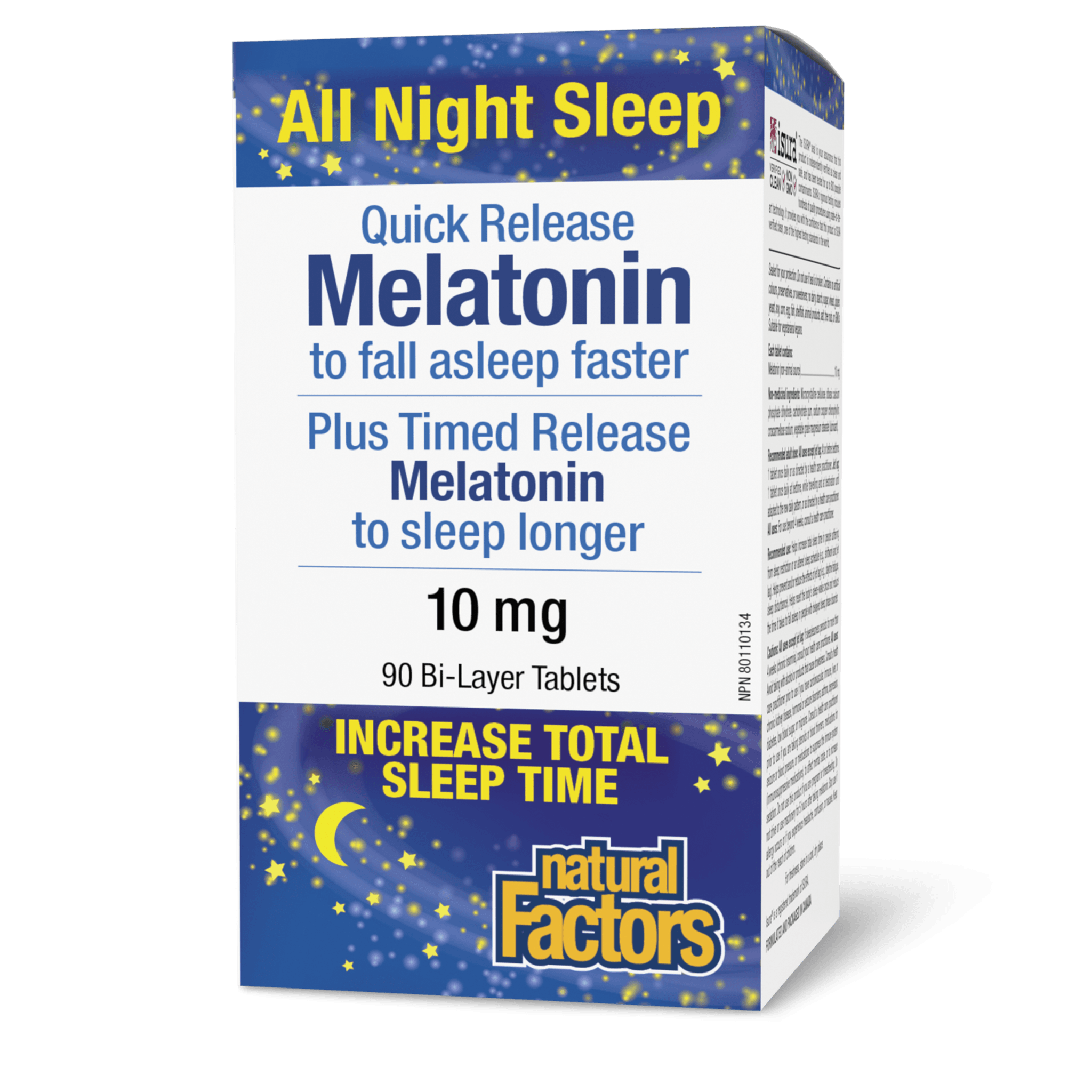 NATURAL FACTORS MELATONIN 10MG 90 BI LAYER TABLETS
