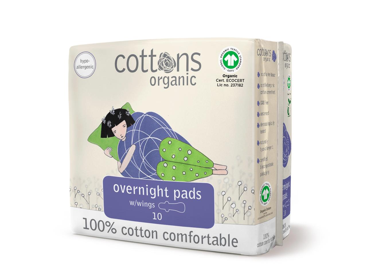 COTTONS ORGANIC OVERNIGHT PADS 10
