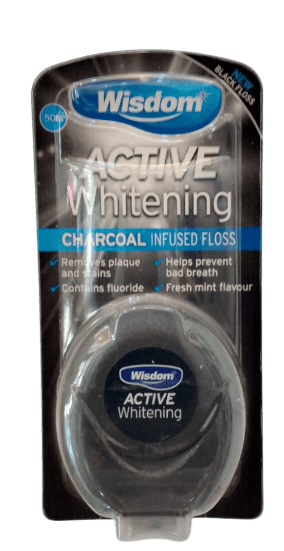 WISDOM CHARCOAL FLOSSERS 50'S ACTIVE WHITENING