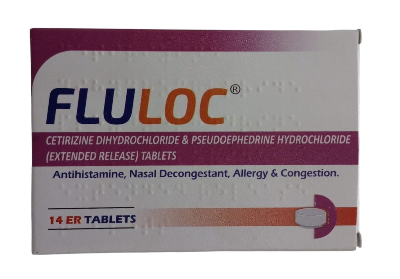 FLULOC - CETRIZINE + PSEUDOEPHEDRINE 14's
