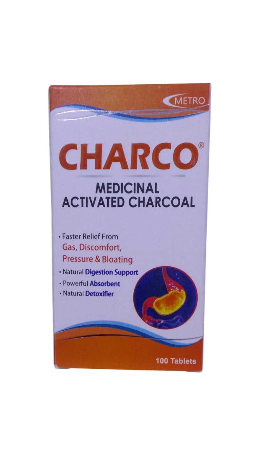 CHARCO MEDICINAL ACTIVATED CHARCOAL 100TABS