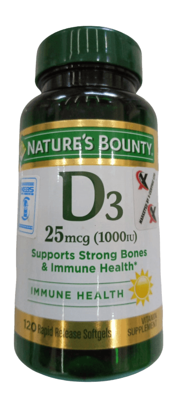 NATURES BOUNTY D3 25 MCG RAPID RELEASE SOFTGEL 120s