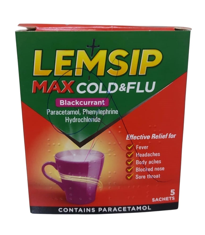 LEMSIP MAX COLD & FLU BLACKCURRANT 5S