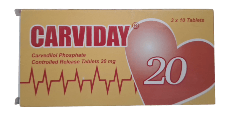 CARVIDAY (CARVEDILOL) 20MGTABLETS 30'S