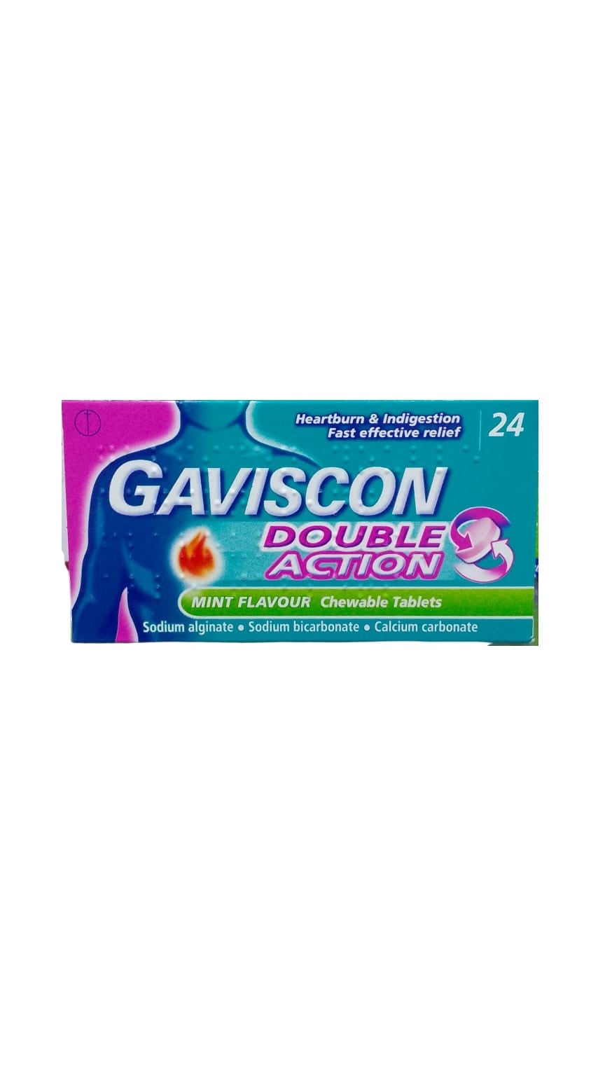 GAVISCON DOUBLE ACTION MINT FLAVOUR CHEWABLE TABLETS 24S