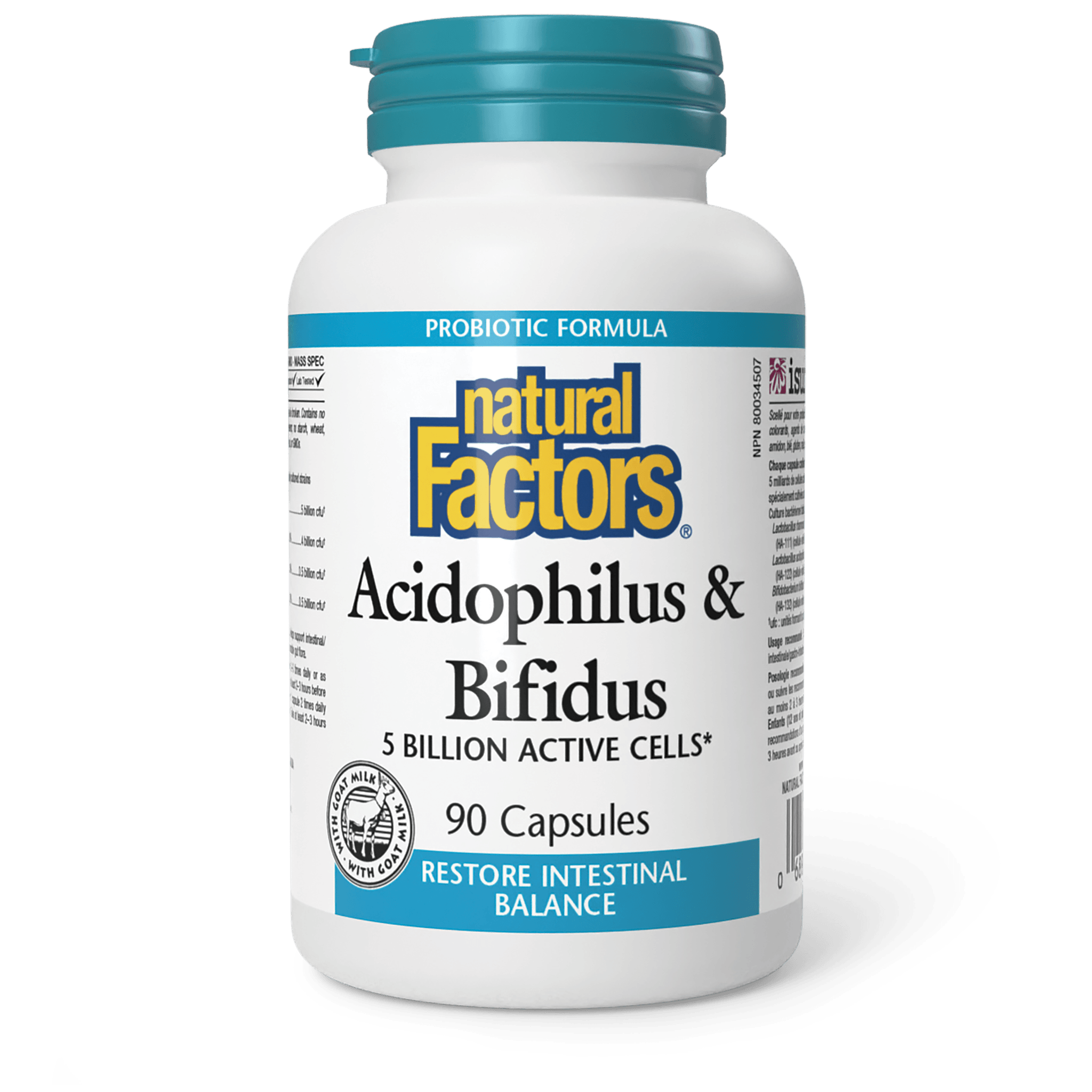 NATURAL FACTORS ACIDOPHILUS AND BIFIDUS CAPSULES 90'S