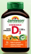 JAMIESON CHEWABLE EXTRA STRENGTH D3 2400IU 75 TABLETS