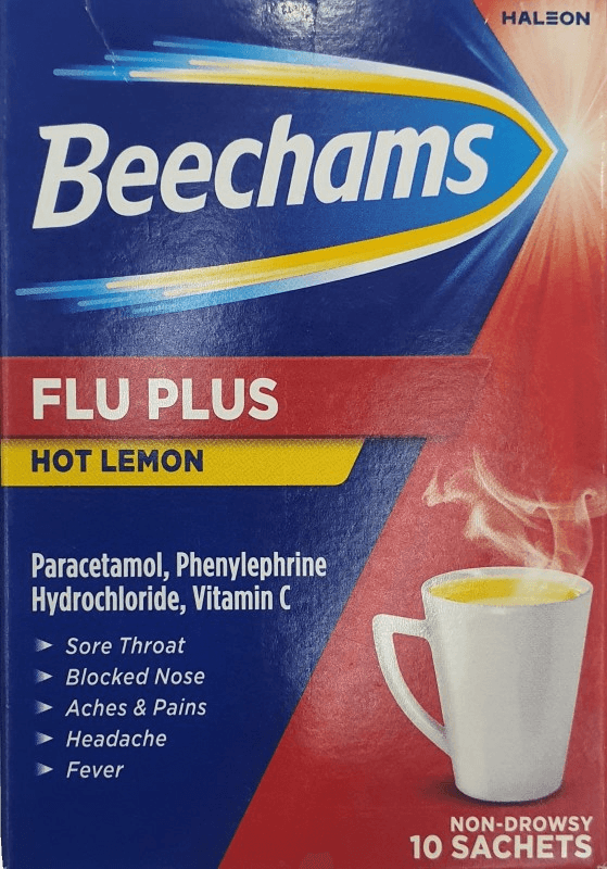 BEECHAMS FLU PLUS SATCHETS HOT LEMON 10S