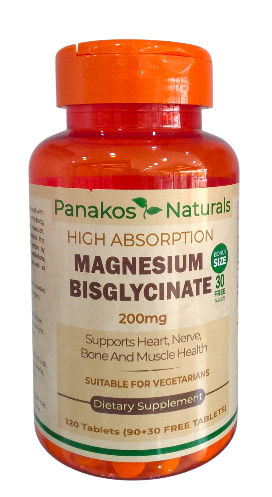 PANAKOS MAGNESIUM BISGLYCINATE 200MG TABS 120'S