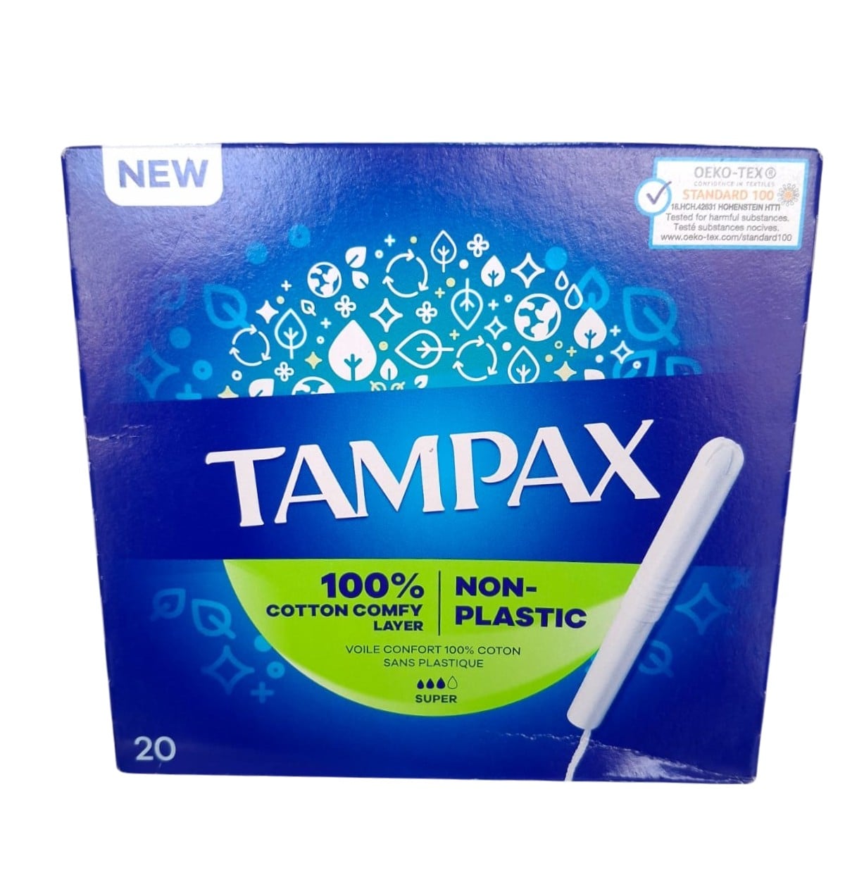 TAMPAX SUPER TAMPONS WITH CARDBOARD APPLICATOR, 20 COUNT