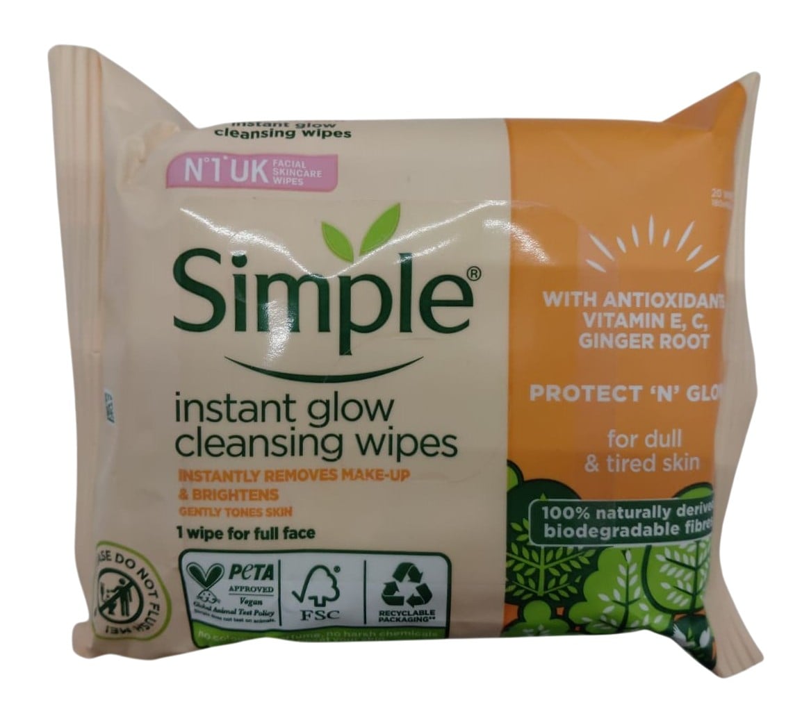SIMPLE KTS CLEANING INSTANT GLOW WIPES 20S