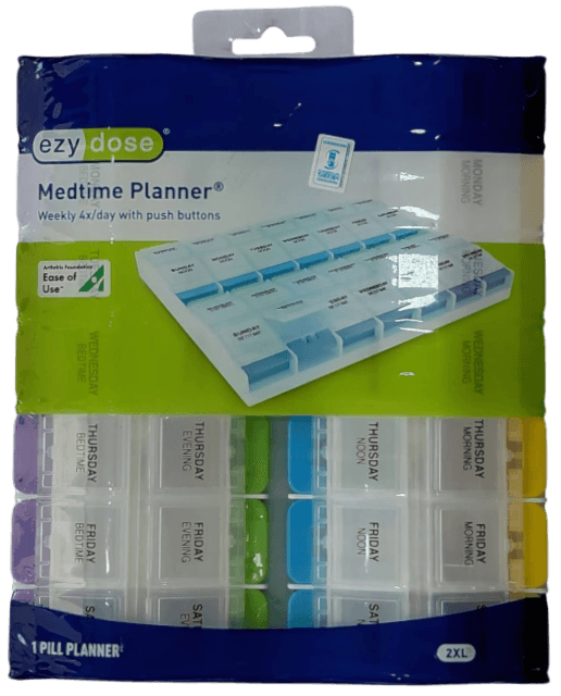 MEDTIME PILL PLANNER PUSH BUTTON 4X/DAY 2XL