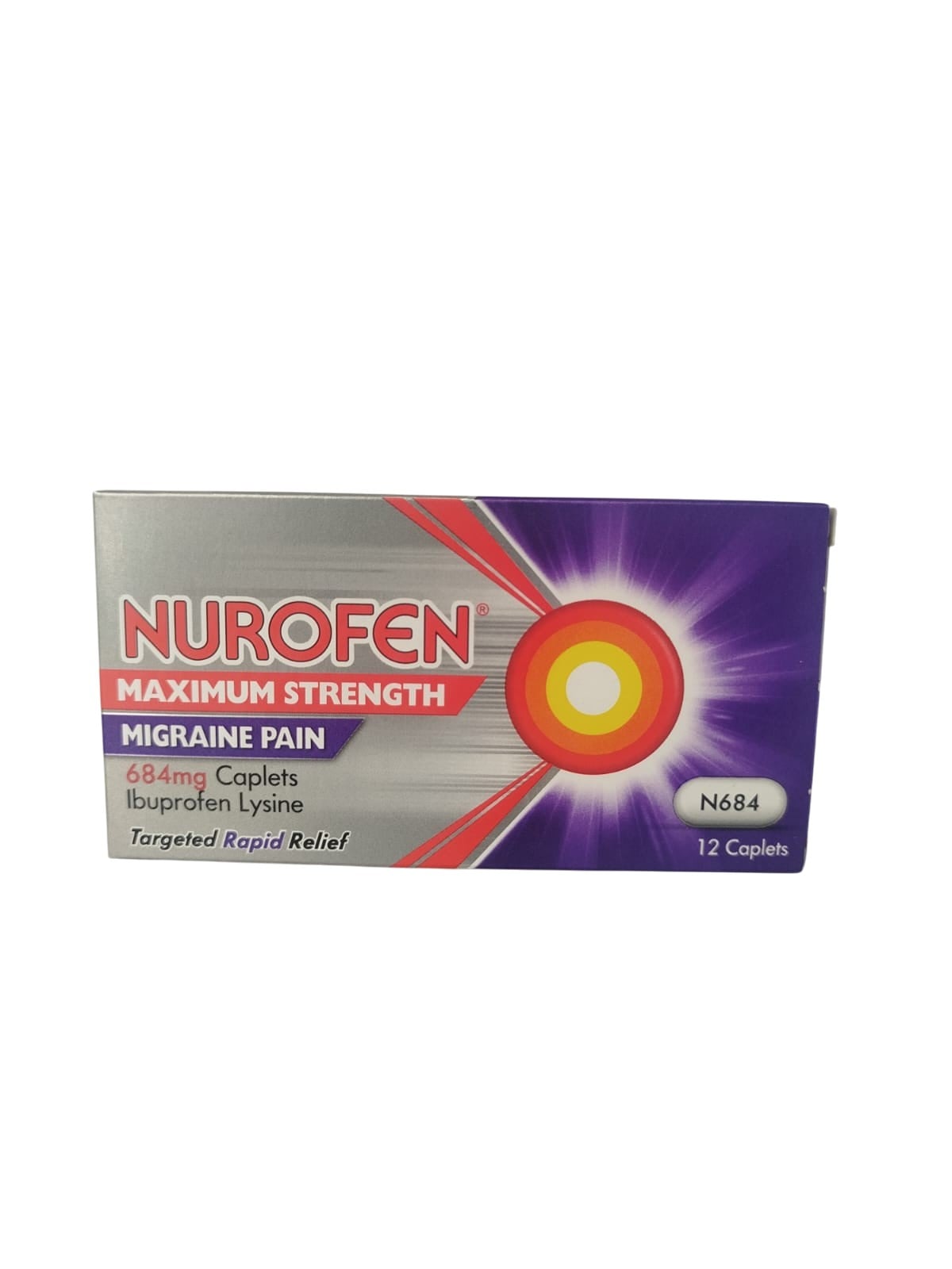 NUROFEN MAX STRENGTH MIGRAINE 684MG CAPLETS 12S