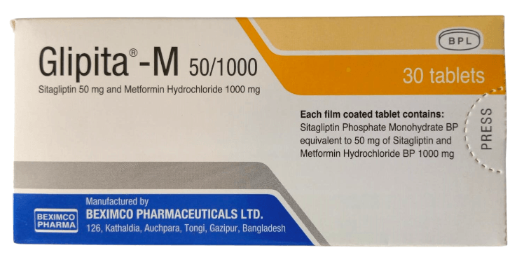 GLIPITA M 50MG/1000MG TABLETS 30'S