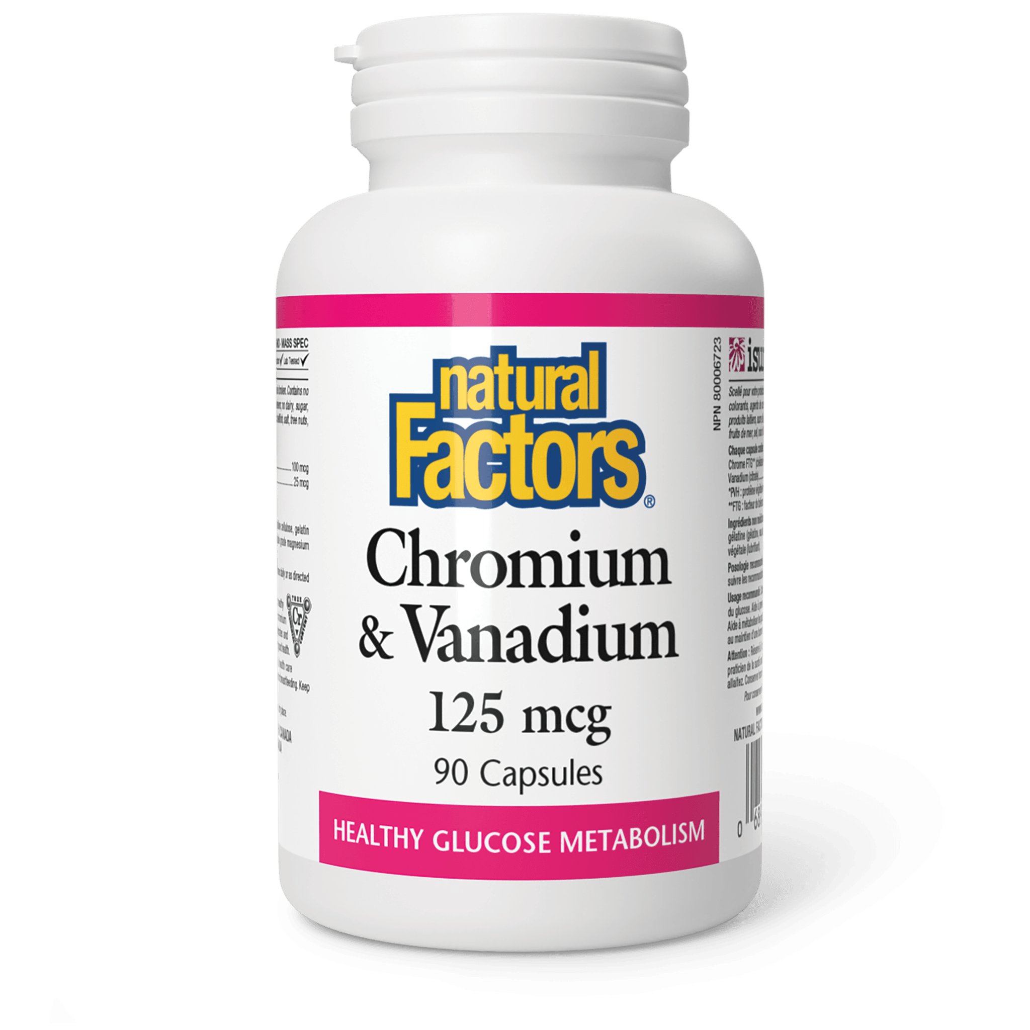 NATURAL FACTORS CHROMIUM AND VANADIUM 125MCG 90CAPSULES