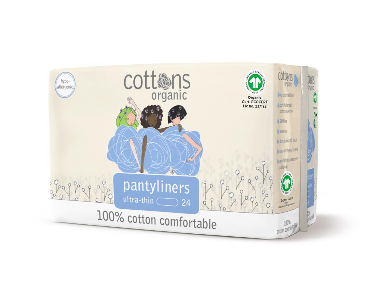 COTTONS ORGANIC PANTYLINERS ULTRA THIN 24