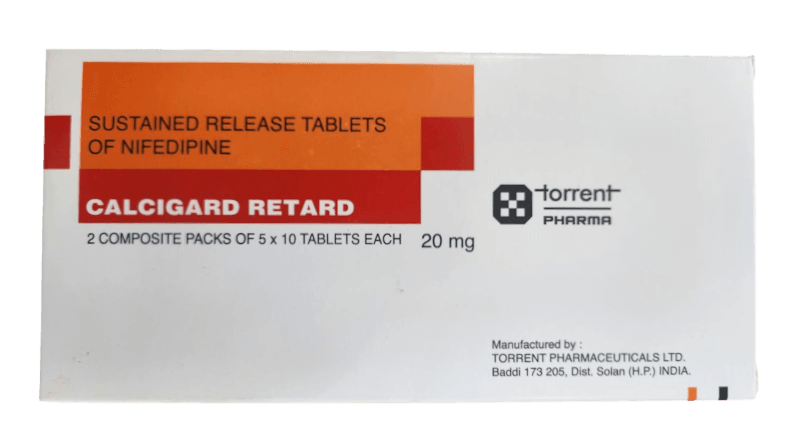 CALCIGARD (NIFEDIPINE) RETARD 20MG TABLETS 100'S