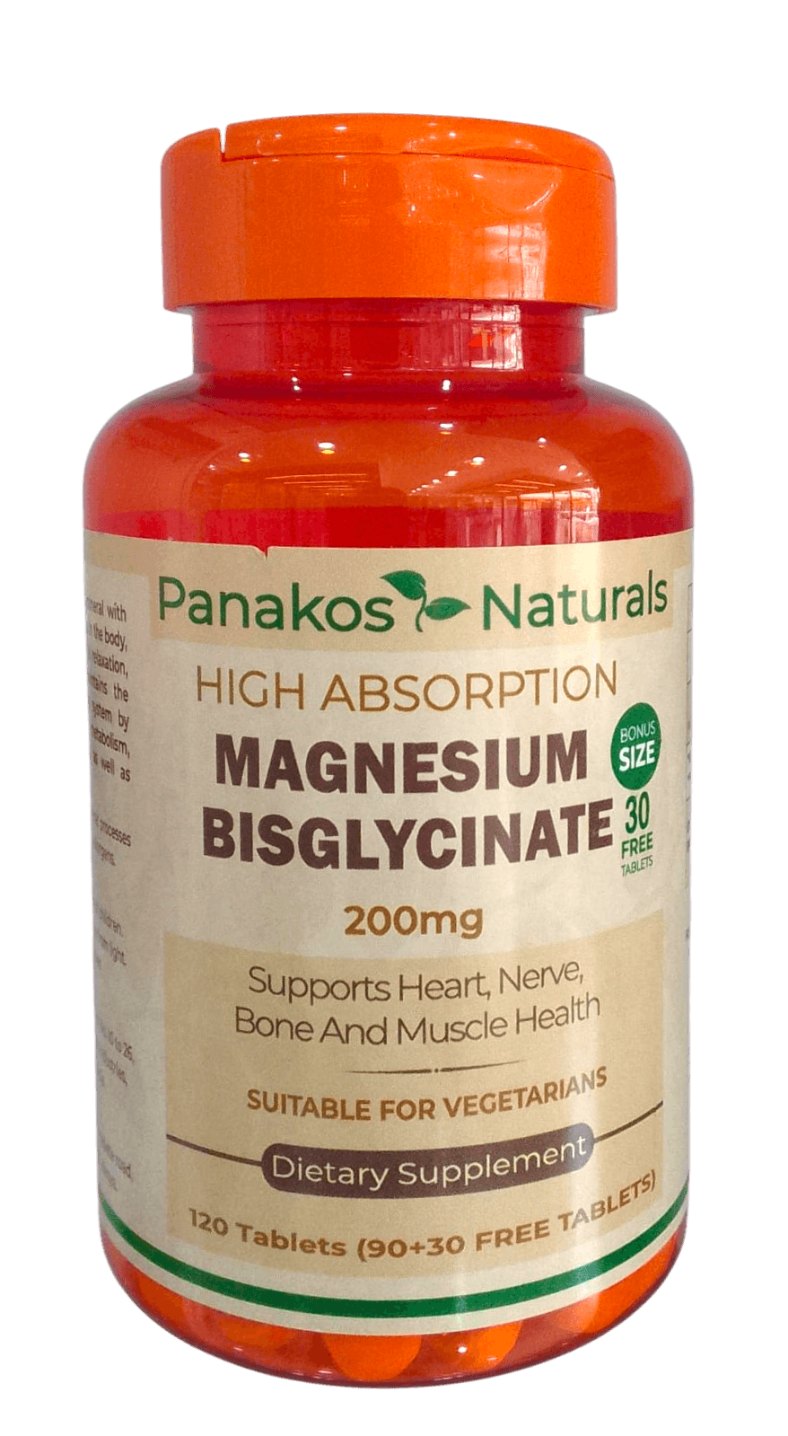 PANAKOS MAGNESIUM BISGLYCINATE 200MG TABS 120'S