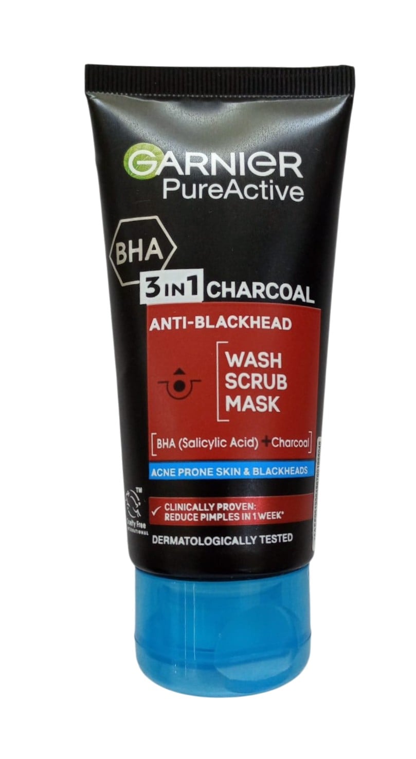 GARNIER PURE ACTIVE 3 IN 1 CHARCOAL ANTIBLACKHEAD WASH,SCRUB,MASK 50ML