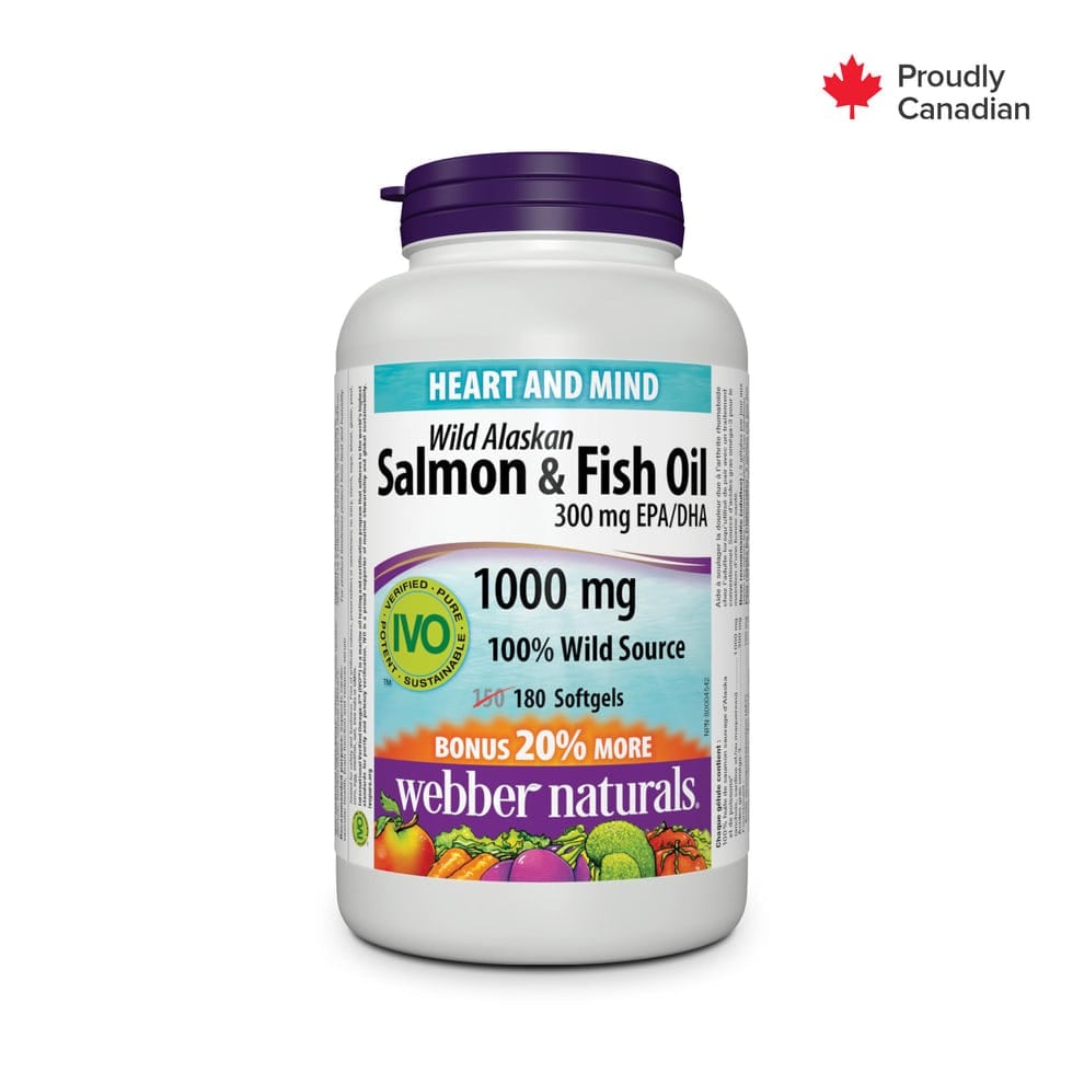 WEBBER NATURALS WILD ALASKAN SALMON FISH OIL 1000MG 180 SOFTGELS