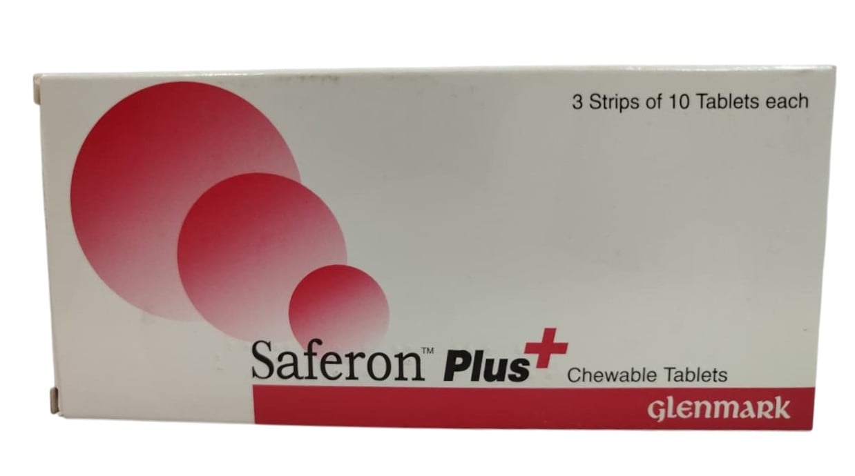Glenmark Plus Saferon Chewable Tablets, 30 Count