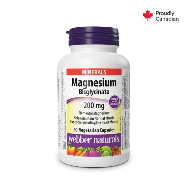 WEBBER NATURALS MAGNESIUM BISGLYCINATE 200 MG 60 VEGETERIAN CAPSULES