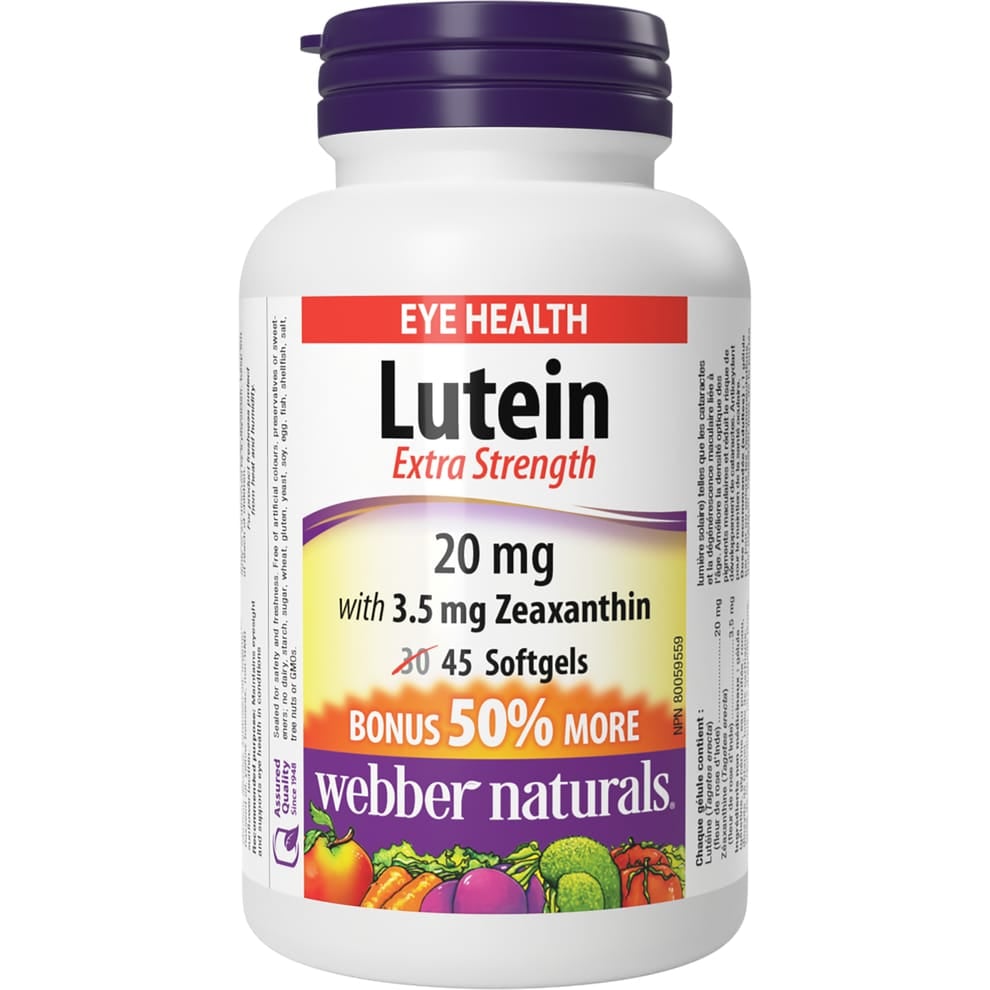 WEBBER NATURALS LUTEIN EXTRA STRENGTH 20MG WITH ZEAXANTHIN SOFTGELS 45'S